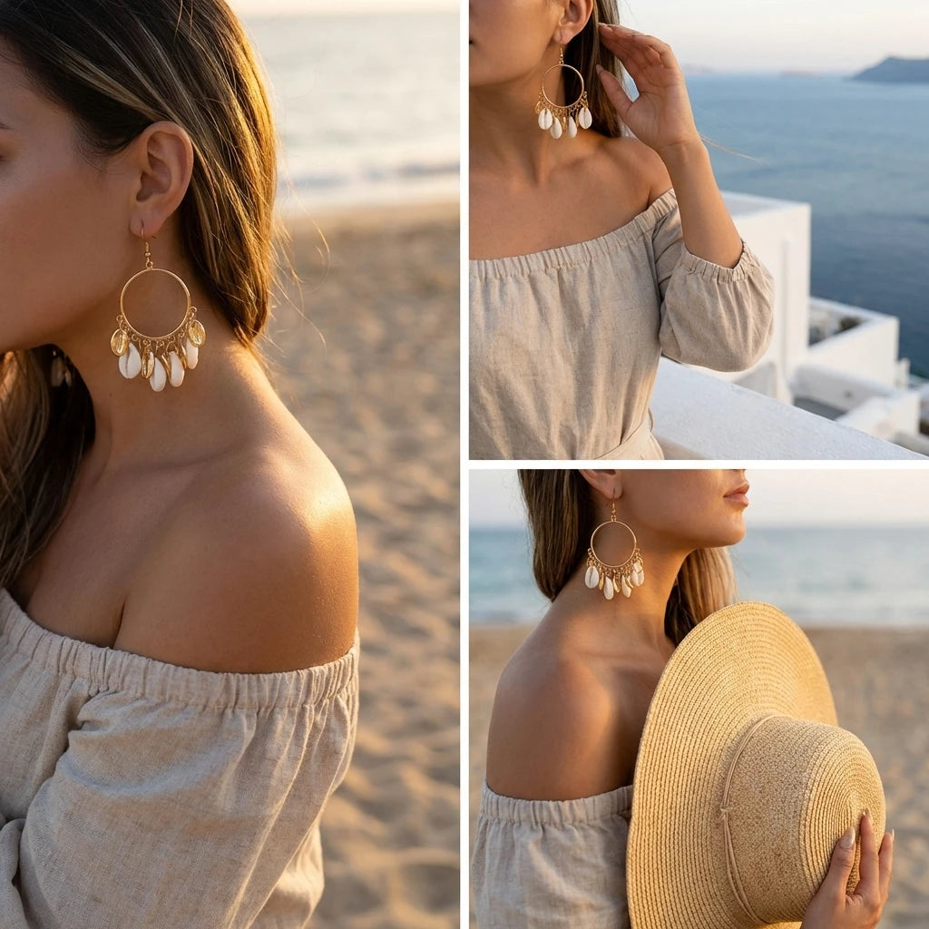 Shell Hoop Luxurious Earrings