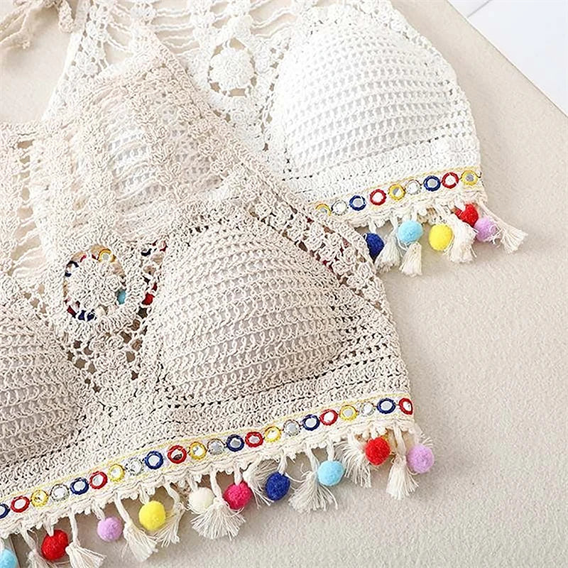 Boho Ethnic Style Top Beige and Colourful One Size