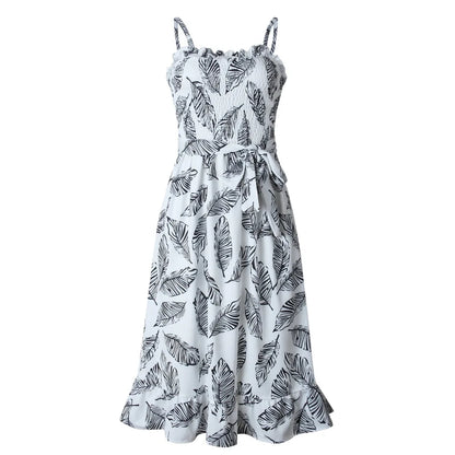 Casual Leaf Print Dress
