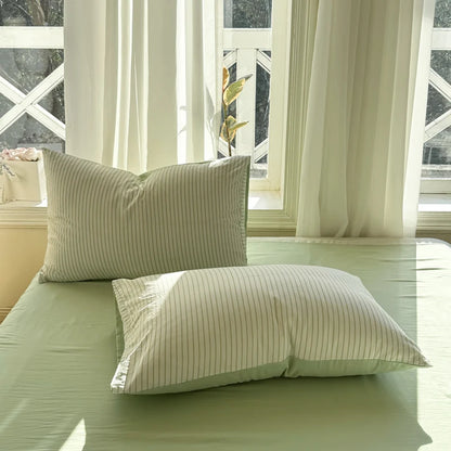 Green Striped Duvet Set