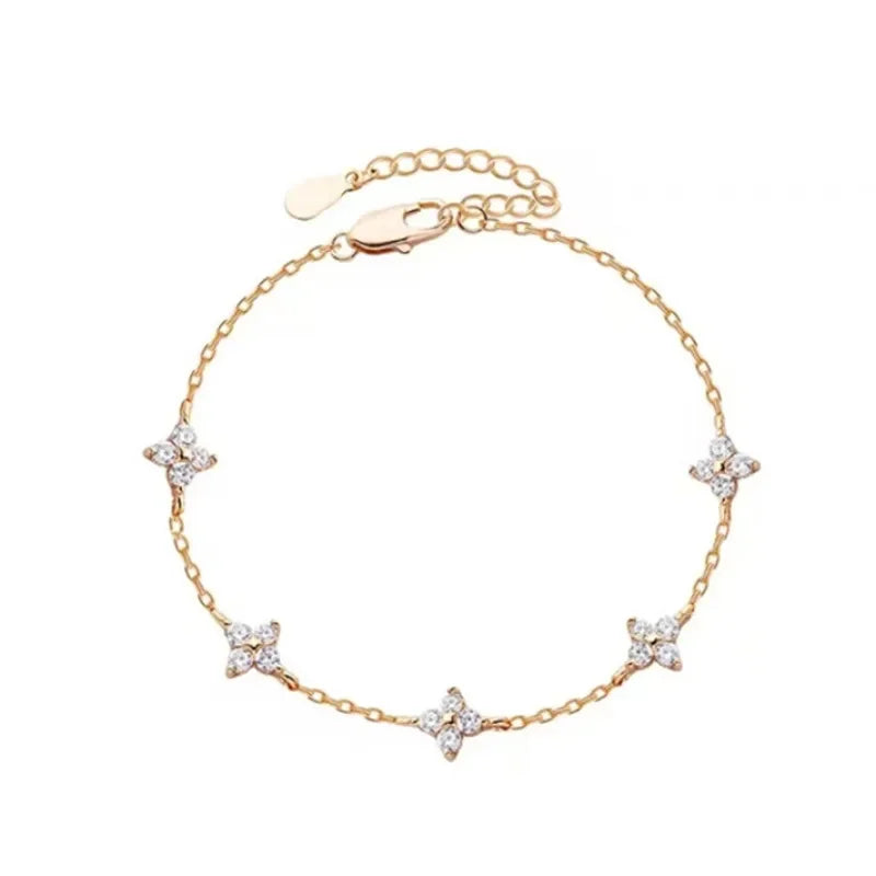 Zircon Crystal Four Leaf Flower Jewellery