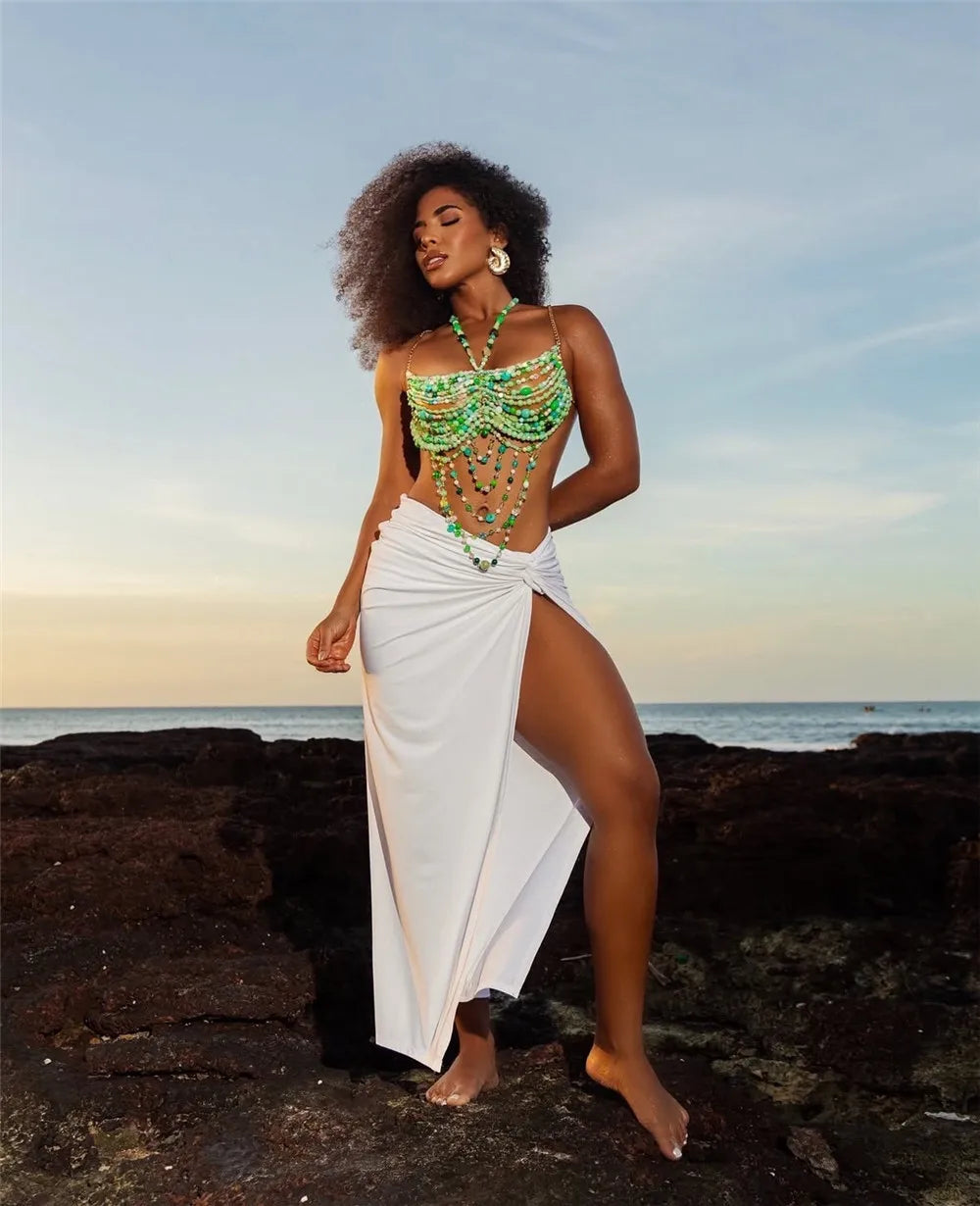 Green Beaded Top