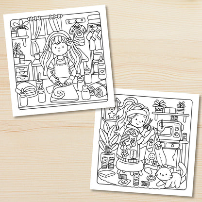 BOHO GIRL: Coloring Book for Adults