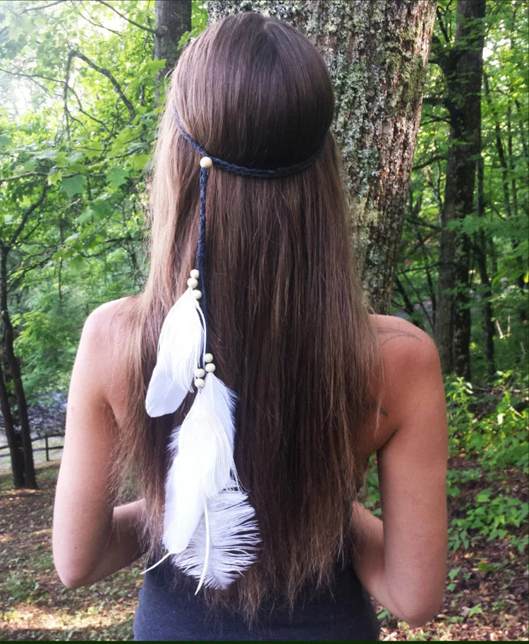 Boho Feather Headbands! 2 White Feathers