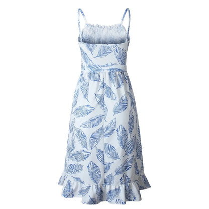 Casual Leaf Print Dress