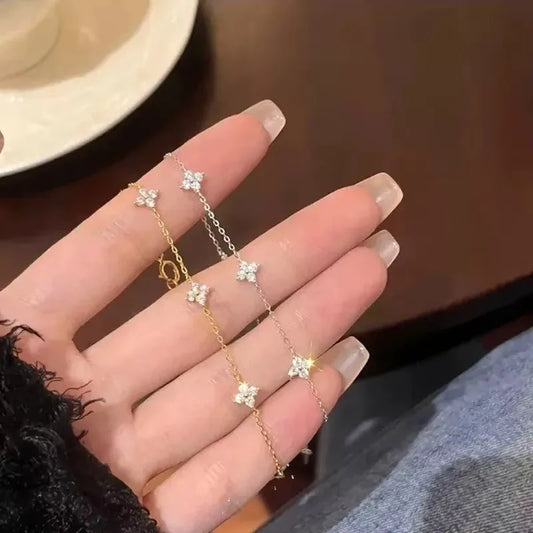Zircon Crystal Four Leaf Flower Jewellery