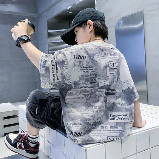 Newspaper Print T.Shirt