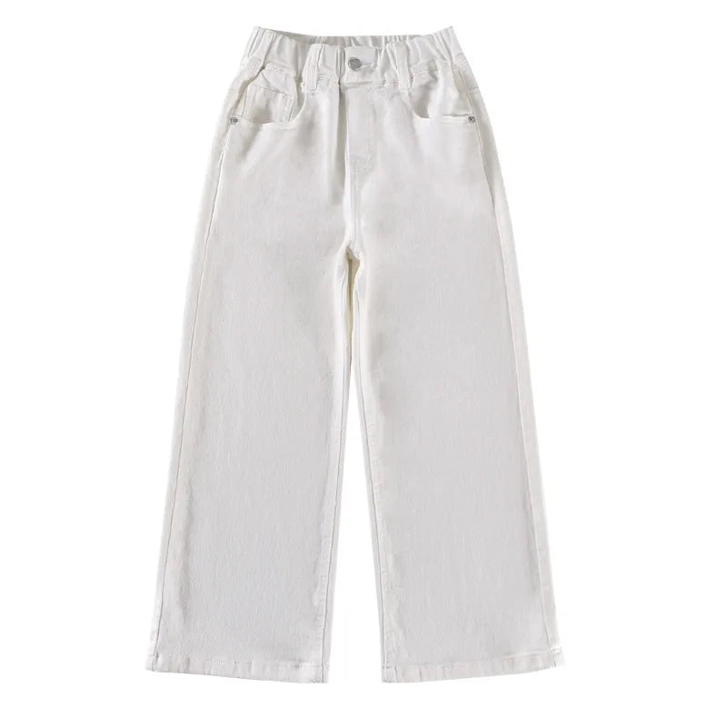 White Straight Jeans with Bows