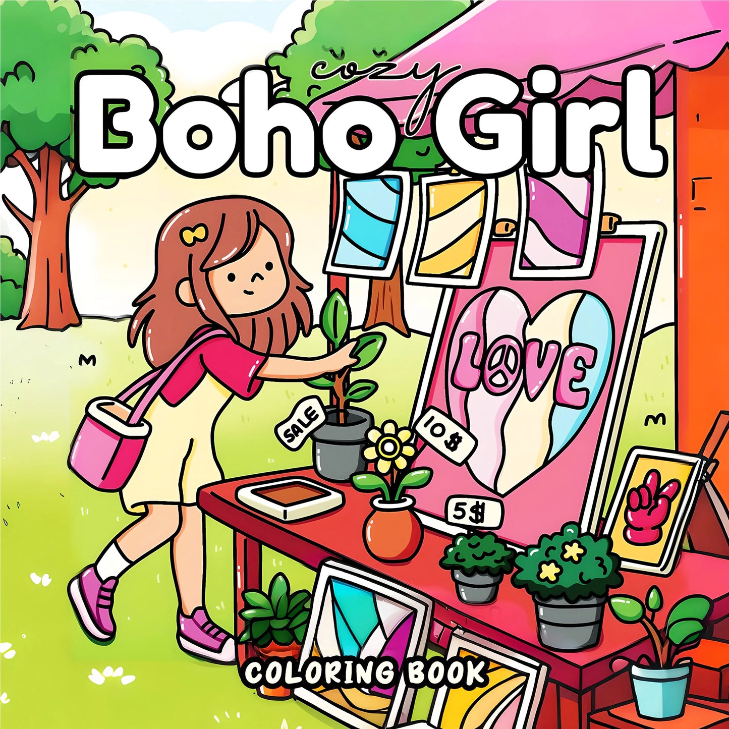 BOHO GIRL: Coloring Book for Adults
