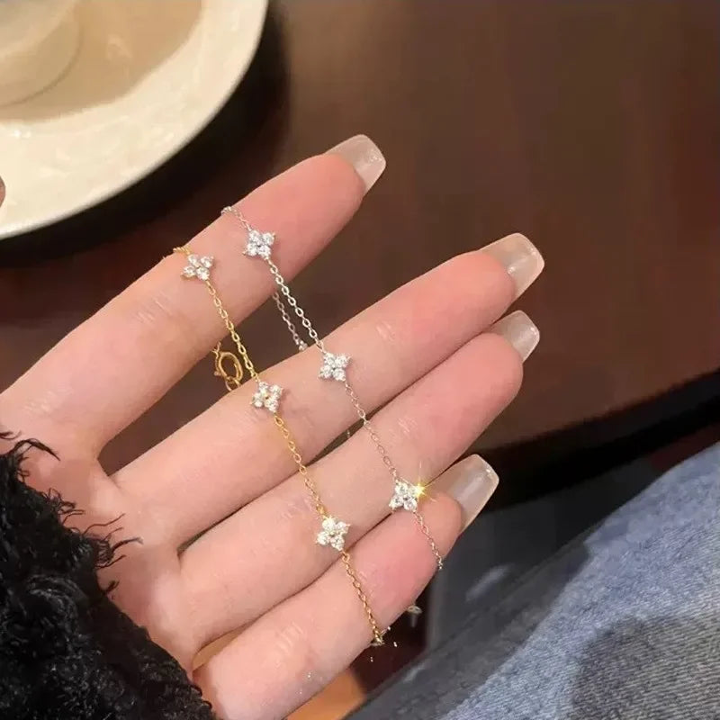 Zircon Crystal Four Leaf Flower Jewellery