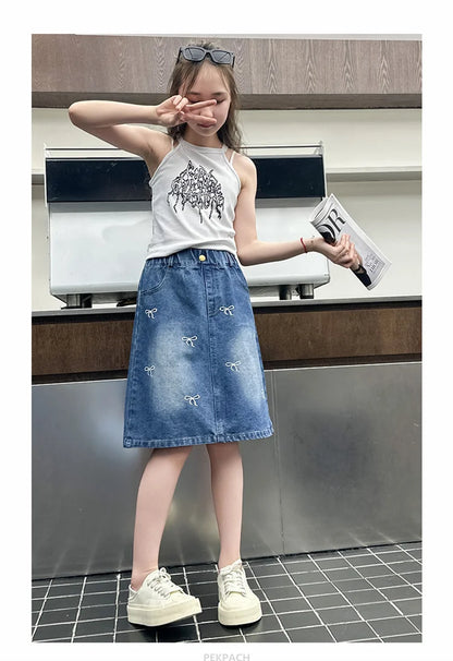 Denim Bow Skirt