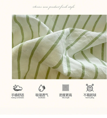 Green Striped Duvet Set