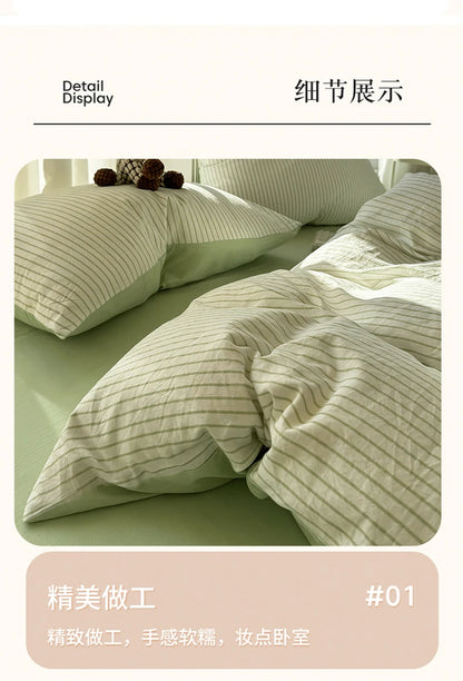 Green Striped Duvet Set