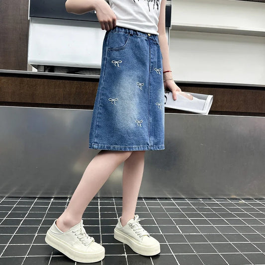 Denim Bow Skirt