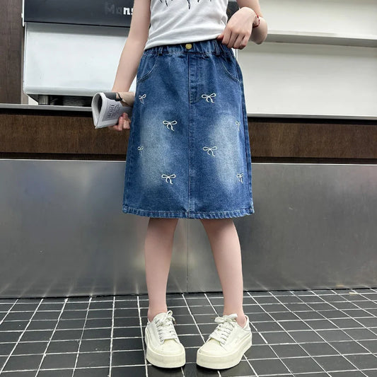 Denim Bow Skirt
