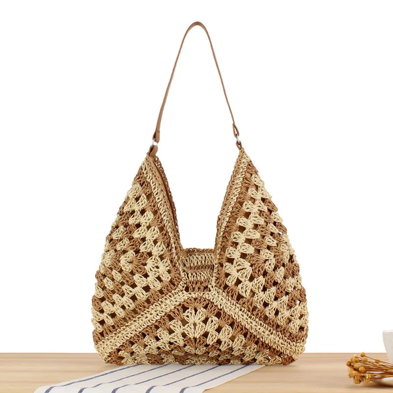 Straw Bohemian Bag Khaki 34cmx35cmx1cm