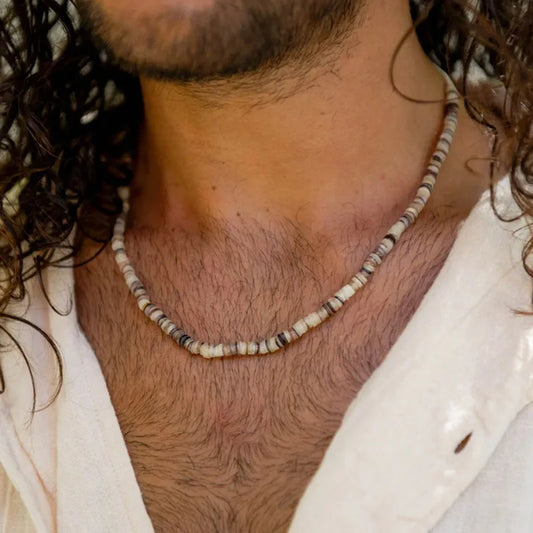 Natural Stone & Stainless Steel Necklace