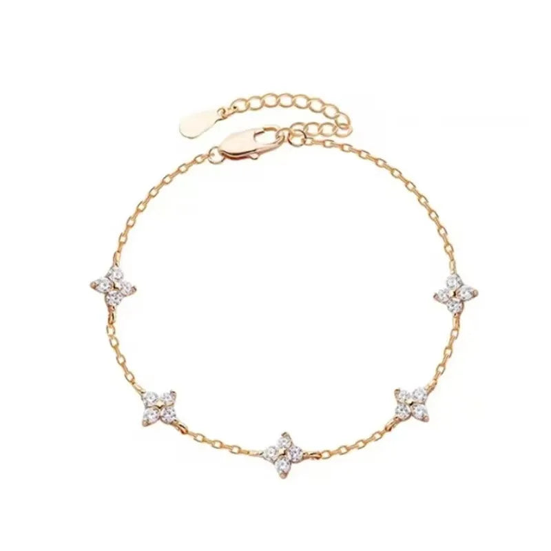 Zircon Crystal Four Leaf Flower Jewellery
