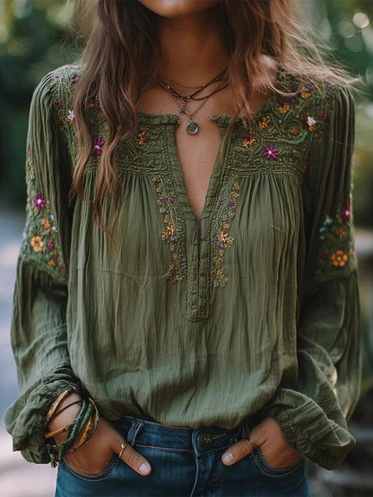 Green Ethnic Top