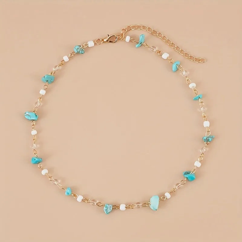 Rice Bead Crushed Stone Necklace