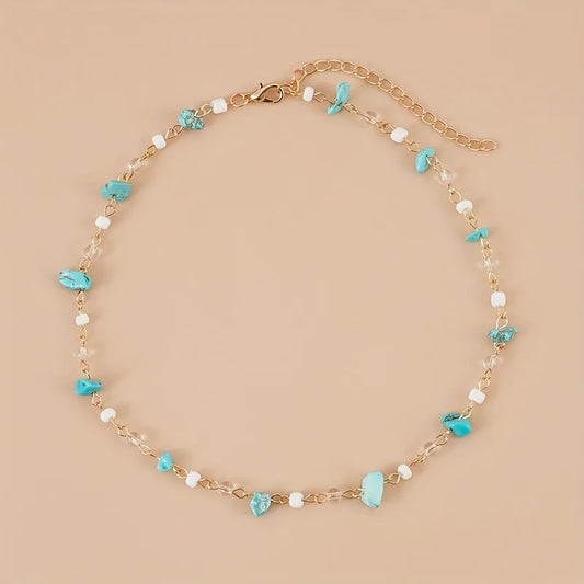 Rice Bead Crushed Stone Necklace