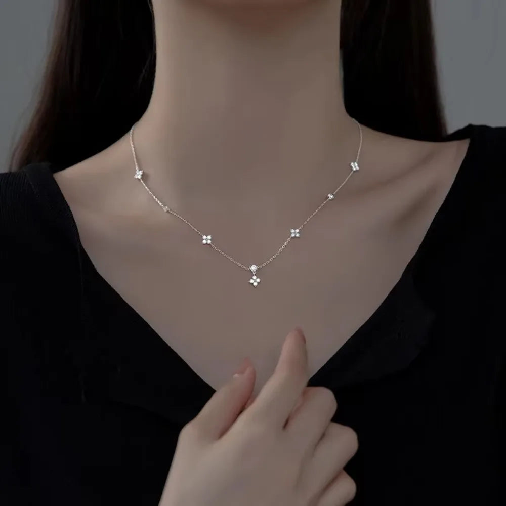 Zircon Crystal Four Leaf Flower Jewellery