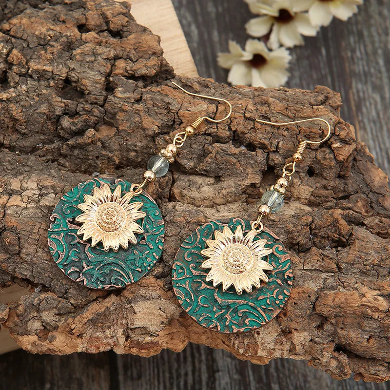 Boho Bold Nature Earrings Sunflower
