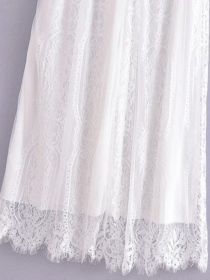 V-Neck Lace Maxi Dress