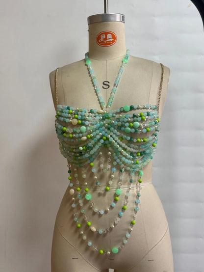 Green Beaded Top