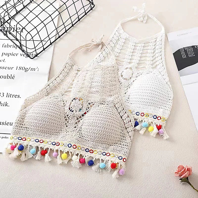 Boho Ethnic Style Top Beige and Colourful One Size