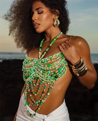 Green Beaded Top