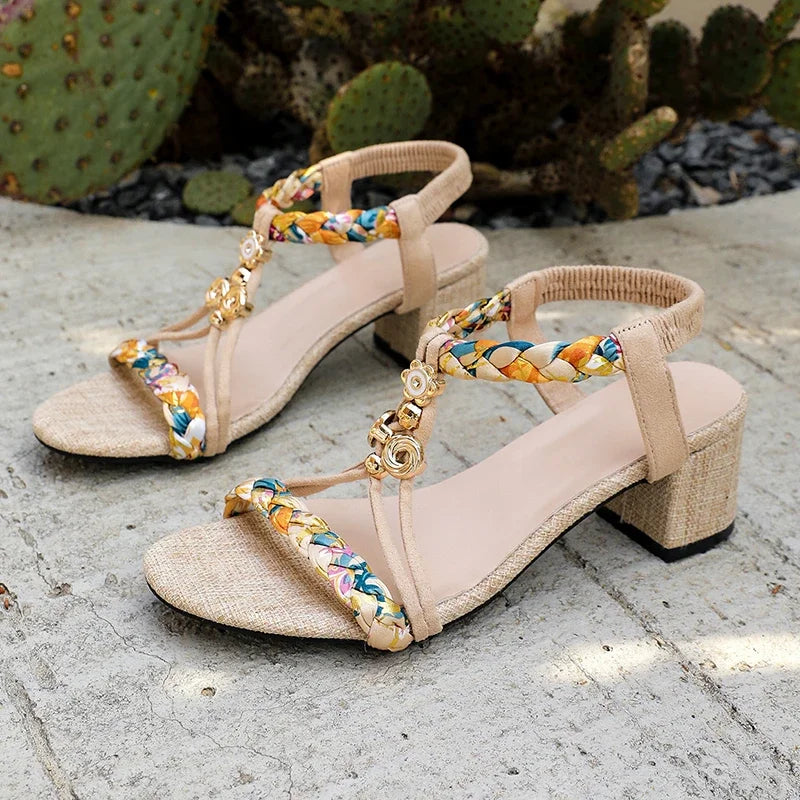 Bohemian Print High Heel Sandals