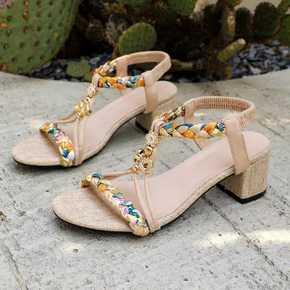 Bohemian Print High Heel Sandals