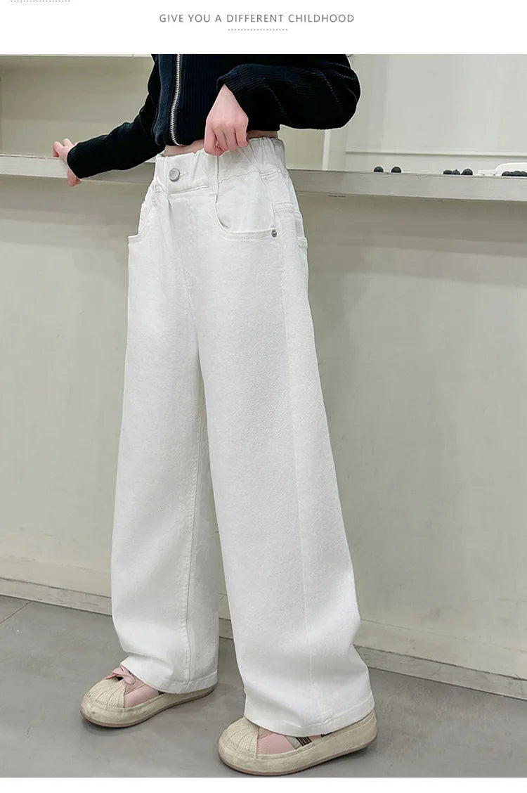White Straight Jeans with Bows