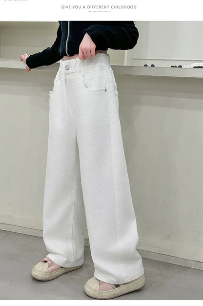 White Straight Jeans with Bows