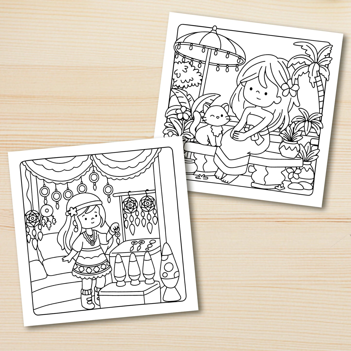 BOHO GIRL: Coloring Book for Adults