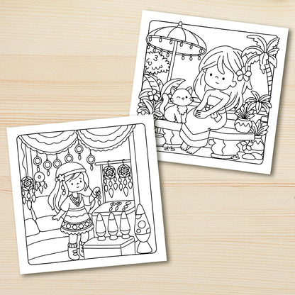 BOHO GIRL: Coloring Book for Adults