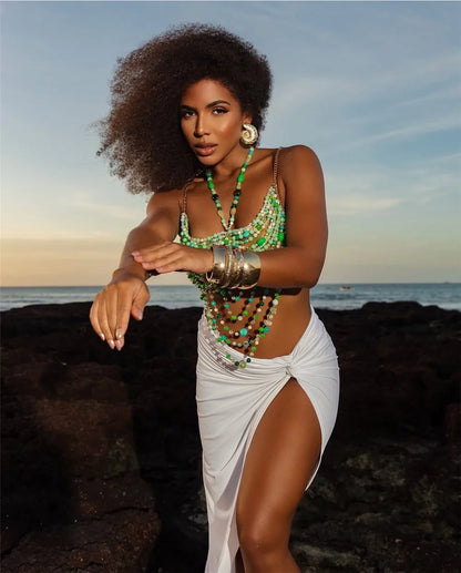 Green Beaded Top