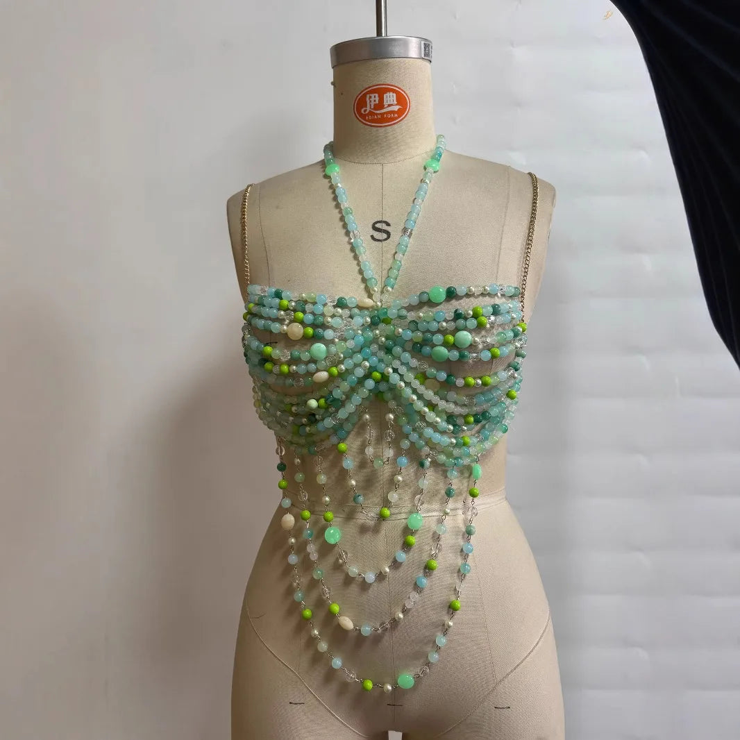 Green Beaded Top