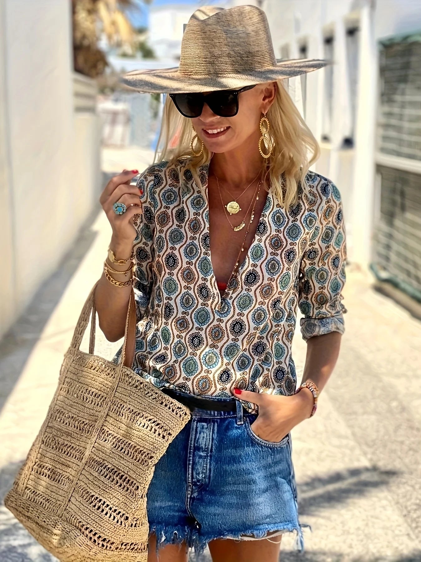 Graphic Print Blouse