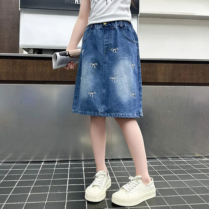 Denim Bow Skirt