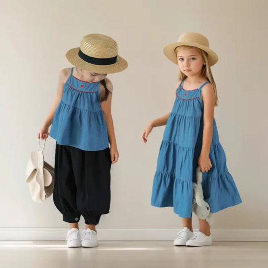 Denim and Red Stitch Dress