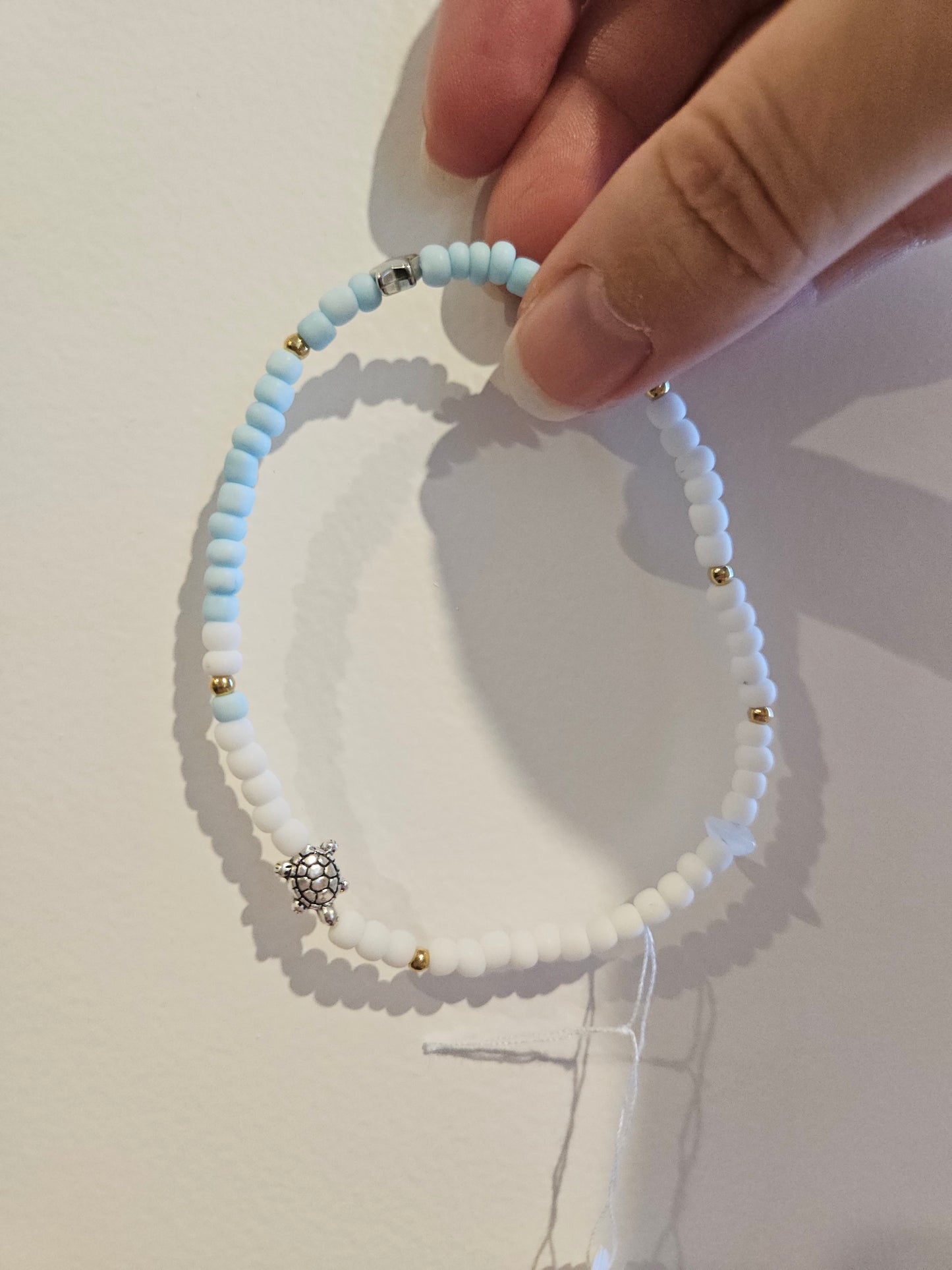 Gemstone and Seed Bead Anklets Good Times - Milky Quartz