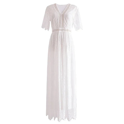 V-Neck Lace Maxi Dress