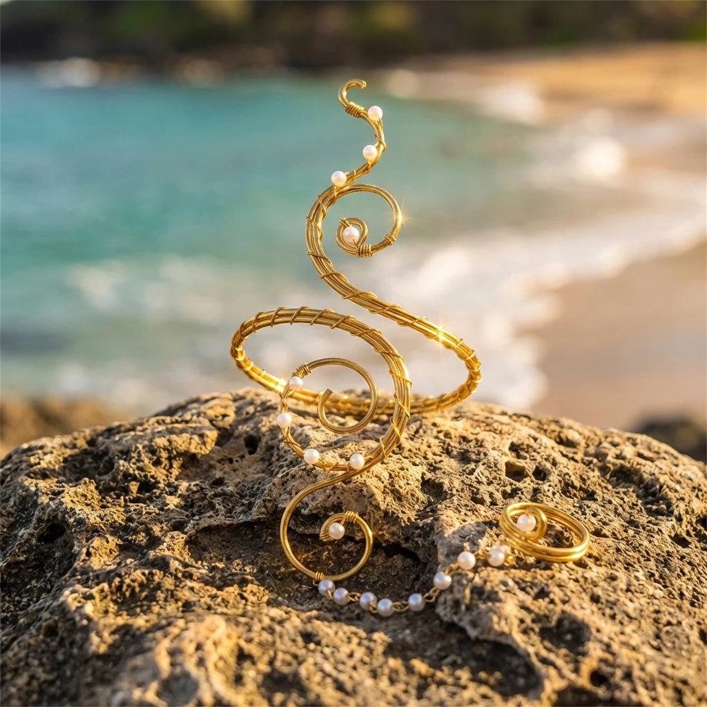 Puño espiral playero para brazo y muñeca