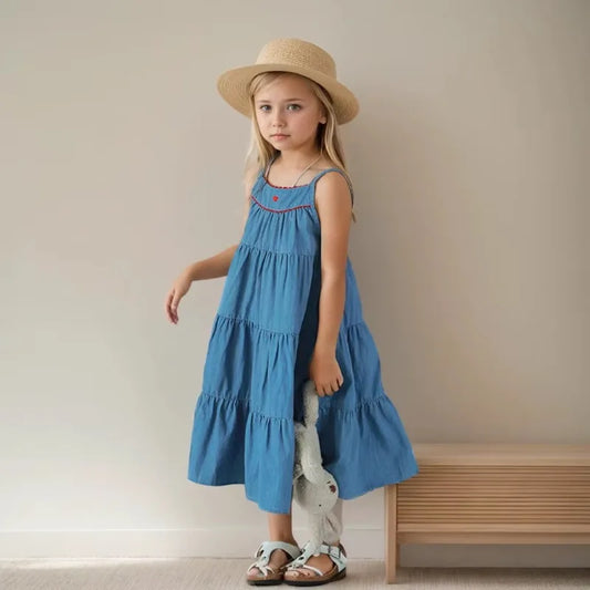 Denim and Red Stitch Dress