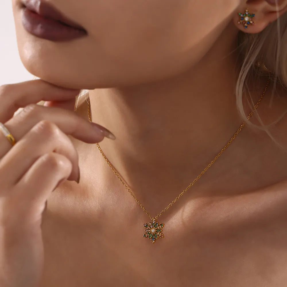 Snowflake Zircon Necklace Mixed color One Size