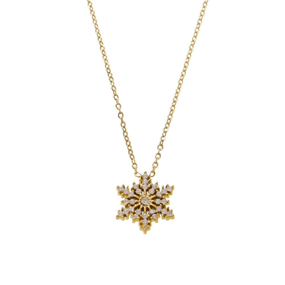 Snowflake Zircon Necklace White One Size
