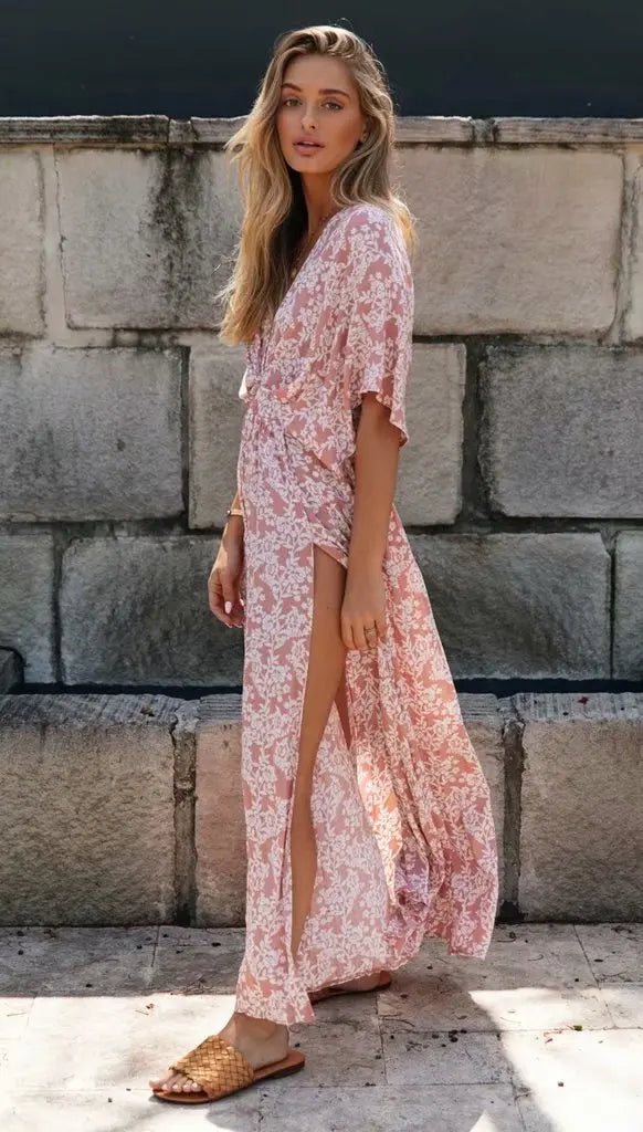 Summer-Long V Neck Dress