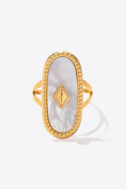 Antique Style Natural Stone & Copper Ring